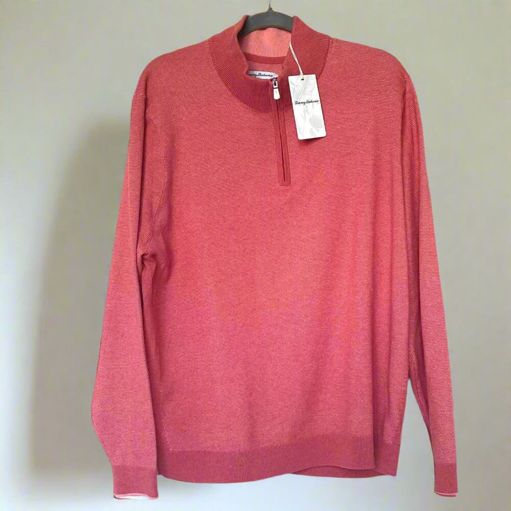 Tommy Bahama Coolside IslandZone Half Zip Sweater Coral XL